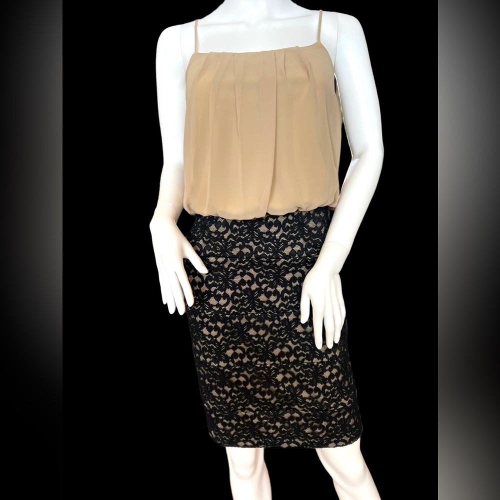 Enfocus Studio NWT Tan / Black Lace Dress